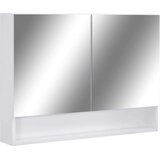 vidaXL LED kopalniška omarica z ogledalom bela 80x15x60 cm MDF | Shoptok.si