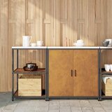 vidaXL Kuhinjski set za pohranu s policom s pohranom s vratima Podesiva 2 pcs Rđa 150 x 50 x 92 cm | shoptok.hr