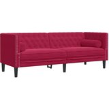  Trosjed Chesterfield s jastučićima crvena boja vina baršunasti | shoptok.hr