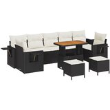 vidaXL 10 dijelni vrtni set sofa s jastučićima crni poli ratan acacia, 3 dijelni vrtni set za objedovanje s jastučićima crni poli ratan acacia Cijene