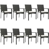  9-dijelni vrtni blagovaonski set s jastucima crni od poliratana Crna Dužina stola 200 cm | Shoptok.si