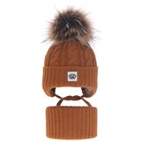 AGBO Girl's winter set: hat and tube scarf camel Tigra with pompom Cijene