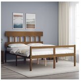 vidaXL Posteljni okvir z vzglavjem medeno rjav 5FT trden les | Shoptok.si