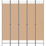  5-Panelni Pregrađivač Bež 200 x 220 cm Tkanina | shoptok.hr