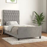 Maison Chic Posteljni okvir - Enojna postelja - Postelja za odrasle brez vzmetnice svetlo siv 100x200 cm žamet-J7495, (21769277) | Shoptok.si