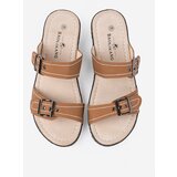 Shelvt Brown women's flip-flops with silver buckles | shoptok.hr