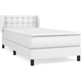 Krevet s oprugama i madracem bijeli 90 x 190 cm od umjetne kože | shoptok.hr