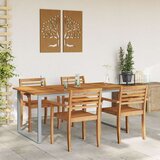 Vanjski Zunanja jedilna miza Siva 180x90x75 cm Jeklo in masivno akacijevo les | Shoptok.si