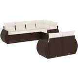 vidaXL 7-dijelni set vrtnih sofa od poliratana s jastucima smeđi | shoptok.hr