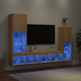  4-dijelni zidni TV elementi s LED svjetlima boja hrasta drveni | shoptok.hr