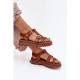 Boto Ladies Eco Leather Sandals With Buckles Camel Jeneliena | shoptok.hr