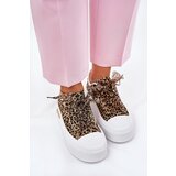 Boto Womens Sneakers On Massive Platform With Decorative Lacing Leopard Brown Zidora | Shoptok.si