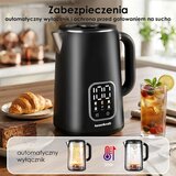  Bežično električno kuhalo za vodu 1,7 l pametno s kontrolom temperature, rotirajućom bazom, crno Slike