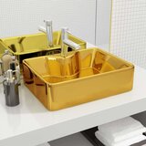 vidaXL Umivalnik z odprtino za pipo 48x37x13,5 cm keramičen zlat Cene
