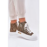 Boto High Women Sneakers With Leopard Print On Platform Brown Laviriona | Shoptok.si