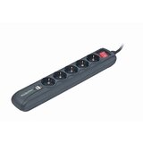 Gembird Razvodnik nap.SPG5-U2-5, crni, Prekidač, 5 uticnica 1,5 M, prenaponska zaštita 2x USB port Cijene
