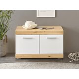 CARRYHOME garderobna klop hrast artisan, bela, visoki sijaj | Shoptok.si