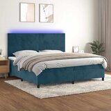  box spring s madracem LED tamnoplavi 200x200 cm baršun | shoptok.hr