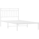 Metalni Kovinski posteljni okvir z vzglavjem bel 100x190 cm | Shoptok.si
