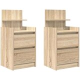 vidaXL Nočne omarice z 2 predaloma 2 kosa sonoma hrast 38x34x80 cm | Shoptok.si