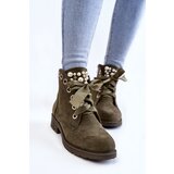 Boto Suede insulated boots with a zipper with pearls Green Raiso | ePonuda.com