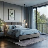 CARRYHOME postelja z vzmetnico 180 cm x 200 cm , tekstil antracit | Shoptok.si