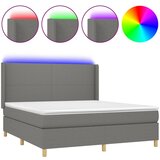 vidaXL Box spring postelja z vzmetnico LED temno siva 180x200 cm blago, (20789023) Cene