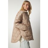  Women's Cream Pocket Turtleneck Quilted Coat | Eponuda.ba