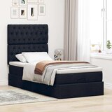  Otomanski okvir kreveta s madraca crni 90x200cm od tkanine | shoptok.hr