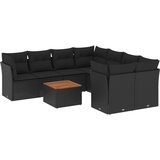  9-dijelni set vrtnih sofa s jastucima crni od poliratana | shoptok.hr