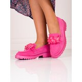 SHELOVET Suede women's loafers with crystals pink Cijene