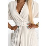 numoco basic Numoco pleated midi dress with neckline and wide belt | shoptok.hr
