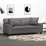 The Living Store Kavč dvosed z okrasnimi blazinami siv 140 cm umetno usnje - Kavč Dvosed, (21484084) | Shoptok.si