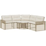  Vrtna sofa L-oblika sa jastucima i tabureom bež od poliratana | shoptok.hr