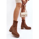Boto Women's Ankle Boots with Chunky Heel Brown Argastis | Shoptok.si