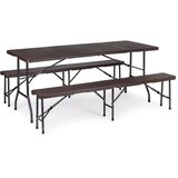 Modern Home catering stol 180 cm + 2 klupe - smeđi | shoptok.hr