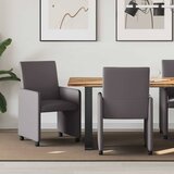 vidaXL jedilni stoli s kolesi 2 pcs siva 57 x 66 x 94 cm umetna koža Cene