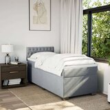 vidaXL Box spring postelja z vzmetnico svetlo siva 90x200 cm blago | Shoptok.si