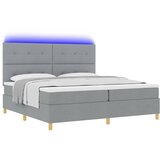  LED Box Spring Krevet Svijetlo siva 200 x 200 cm tkanina | shoptok.hr