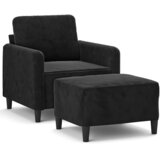  Fotelja s tabureom crna 60 cm baršunasta | shoptok.hr