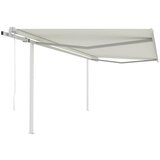 vidaXL avtomatsko zložljiva tenda s stebrički 4x3 m krem | Shoptok.si