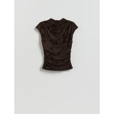 Reserved Bluza s naborima - tamnosmeđe | shoptok.hr
