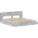  Okvir kreveta s pohranom s ladicama Betonska siva 200 x 200 cm | shoptok.hr