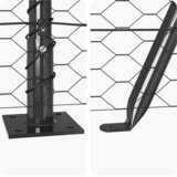 vidaXL Šesterokotna ograja Siva 0.6x10 m Jeklo, Ograjni stebri s osnovnimi ploščami 7 kos Ø32mm 70cm Galvanizirano jeklo | Shoptok.si