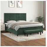vidaXL Box spring postelja z vzmetnico temno zelena 160x200 Cene