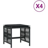 vidaXL Vrtni stolci s jastucima 4 kom crni 41x41x36 cm od poliratana | shoptok.hr