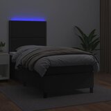 Krevet box spring s madracem LED crni 90x190 cm od umjetne kože | shoptok.hr