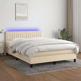  Box spring s madracem LED krem 140x190 cm od tkanine Cijene