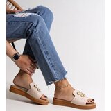Gemre Beige flip-flops with decorative buckle Jinan | Shoptok.si