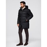 Ombre Men's long quilted jacket with hood - black | Shoptok.si